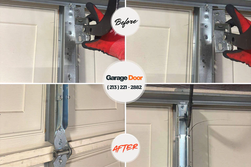 Before and after: garage door repair Sanford, ME